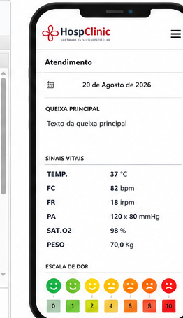 Exemplo da experiência móvel das principais rotinas do HospClinic